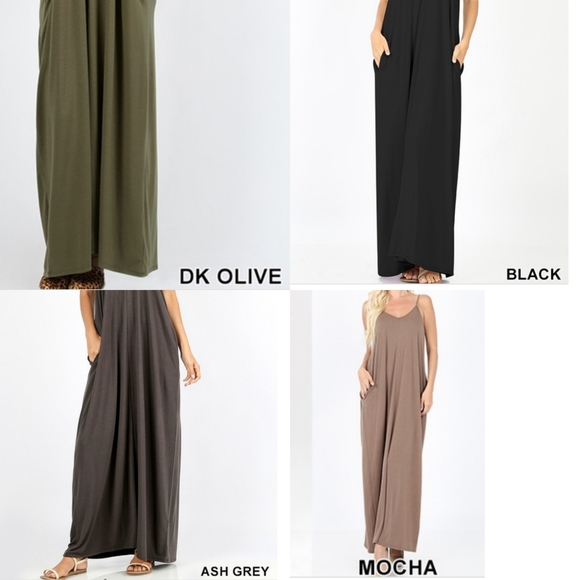 Harem Maxi Dress Pockets - Mocha - Picture 3 of 8